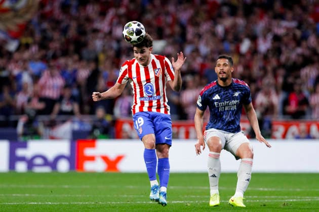 UEFA champions league - Atletico de Madrid vs Arsenal MADRID,SPAIN - 29 April:Julian Alvarez of Atletico de Madrid in action during the UEFA Champions League 2025 26 semifinal first Leg match between Atletico de Madrid and Arsenal at Riyadh Air Metropolitano Stadium. (Photo by Guille Martinez f22photo) Madrid Riyadh Air Metropolitano Stadium Spain Copyright: xGuillermoxMartinezx