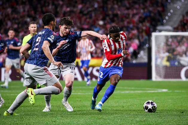 UEFA Champions League semifinals Atletico de Madrid vs Arsenal April 29, Madrid, Madrid, Spain Ademola Lookman fight for the ball with Declan Rice during UEFA Champions League 2025 26 match beetween Atletico de Madrid and Arsenal at Riyadh Air Metropolitano on April 29, 2026, in Madrid, Spain Madrid Spain Madrid Madrid Madrid Madrid Spain Real Madrid C F v Manchester City UEFA Champions League 2025 Copyright: xAlejandroxMatiasx