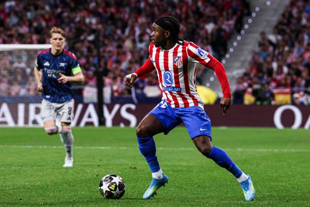 UEFA Champions League semifinals Atletico de Madrid vs Arsenal April 29, Madrid, Madrid, Spain Ademola Lookman figth with the ball during UEFA Champions League 2025 26 match beetween Atletico de Madrid and Arsenal at Riyadh Air Metropolitano on April 29, 2026, in Madrid, Spain Spain Madrid Spain Madrid Madrid Madrid Spain Real Madrid C F v Manchester City UEFA Champions League 2025 Copyright: xAlejandroxMatiasx