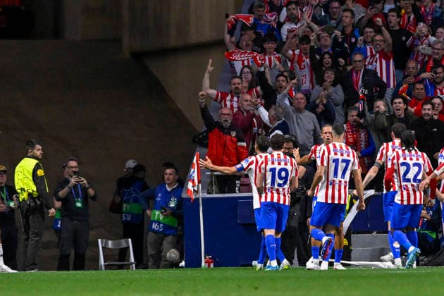 April 29, 2026, Madrid, Madrid, Spain: JULIAN ALVAREZ of Atletico de Madrid celebrates with teammates after scoring during the Champions League first semifinal match between ATLETICO DE MADRID and ARSENAL FOOTBALL CLUB, held on April 29, 2026, at the Riyadh Air Metropolitano, Madrid, Spain. ATLETICO DE MADRID Vs ARSENAL FOOTBALL CLUB Champions League Match, Season 25 26 (04.29.26)  - ZUMAc312 20260429_zsp_c312_270 Copyright: xOscarxManuelxSanchezx