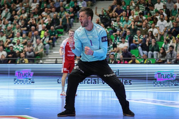 1Landin, Niklas ALLBORG in action during the match between Sporting Clube de Portugal vs AALBORG HANDBOLD, valid for Machineseeker EHF Champions League Quarter-finals 2025 2026 at Pavilhao Joao Rocha in Lisbon on 29 Apri 2026. Lisbon Pavilhao Joao Rocha Lisbon Portugal Copyright: xIMAGOx xPRIMExSPORTSxIMAGESx xANGELOxMOREIRAx