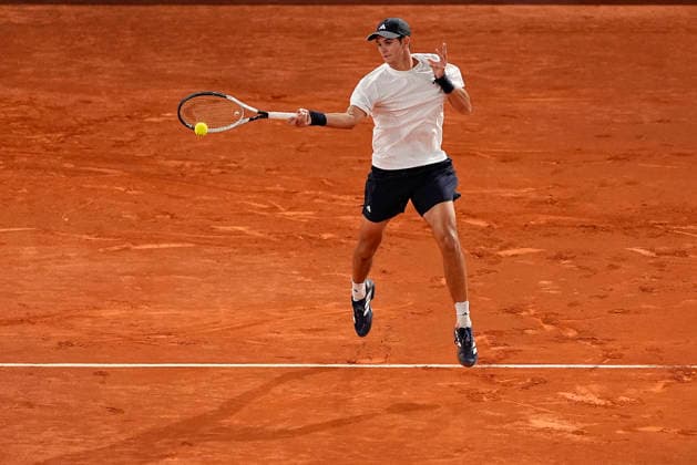 2026 Mutua Madrid Open in Madrid - 29 Apr 2026 Rafa Jódar of Spain plays against Jannik Sinner of Italy (not in view) during the Men’s Singles quarter-final match of the 2026 Mutua Madrid Open at La Caja Magica. Madrid Spain Copyright: xGokhanxTanerx xSOPAxImagesx GTANER_SOPAImages_MutuaMadridOpenTennis_Madrid_ESP_29042026_00007