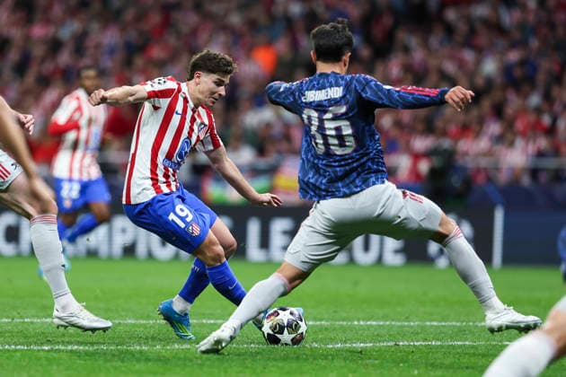 April 29, 2026, Madrid, Madrid, Spain: Julian Alvarez of Atletico de Madrid and Martin Zubimendi of Arsenal FC in action during the UEFA Champions League 2025 26 League Semi Final First Leg match between Atletico de Madrid and Arsenal FC at Riyadh Air Metropolitano on April 29, 2026, in Madrid, Spain. Madrid Spain - ZUMAa181 20260429_zaa_a181_352 Copyright: xIrinaxR.xHipolitox