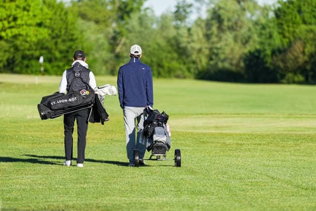 German Hole Playing Championship Men GC Urloffen 2026, 30 04 2026 Tjelle Rieger St Leon Rot e V , GC and Jack Jeffrey Hallek Hösel, GC on the way to the next shot German Hole Playing Championship Men GC Urloffen 2026, 30 04 2026 Copyright: xBEAUTIFULxSPORTS Boscox