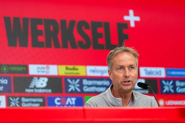 30.04.2026, xydrx, Fußball, Pressekonferenz Bayer 04 Leverkusen mit Cheftrainer Kasper Hjulmand vor dem Bundesliga Heimspiel gegen RB Leipzig, Saison 2025 2026 DFB regulations prohibit any use of photographs as image sequences and or quasi-video. *** 30 04 2026, xydrx, Football, Press conference Bayer 04 Leverkusen with head coach Kasper Hjulmand before the Bundesliga home match against RB Leipzig, season 2025 2026 DFB regulations prohibit any use of photographs as image sequences and or quasi video Copyright: HMBxMedia YannisxDreimann