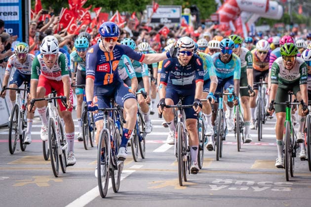 61st Presidential Cycling Tour of Turkiye ANTALYA, TURKIYE - APRIL 30: Dutch cyclist Casper van Uden of Team Picnic PostNL sprints to victory at the finish line in the Kemer district of Antalya during the Patara-Kemer stage of the 61st Presidential Cycling Tour of Turkiye (TUR 2026) on April 30, 2026. This 177.9-kilometer route marks the fifth stage of the 8-stage event, which is the only race in the country categorized as a ProSeries competition on the UCI Europe Tour calendar. Ahmet Serdar Eser Anadolu Antalya Turkey. Editorial use only. Please get in touch for any other usage.  Copyright: x2026xAnadoluxAhmetxSerdarxEserx
