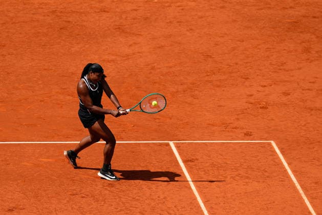 April 30, 2026, Madrid, Madrid, Spain: Hailey Baptiste of USA plays against Mirra Andreeva of Russia during the Mutua Madrid Open 2026 at La Caja Magica on April 30, 2026 in Madrid, Spain. Madrid Spain - ZUMAa181 20260430_zaa_a181_081 Copyright: xDennisxAgyemanx
