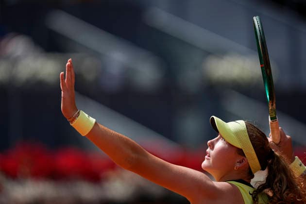 April 30, 2026, Madrid, Madrid, Spain: Mirra Andreeva of Russia plays against Hailey Baptiste of USA during the Mutua Madrid Open 2026 at La Caja Magica on April 30, 2026 in Madrid, Spain. Mutua Madrid Open 2026 - Day 11  - ZUMAa181 20260430_zaa_a181_125 Copyright: xOscarxJ.xBarrosox