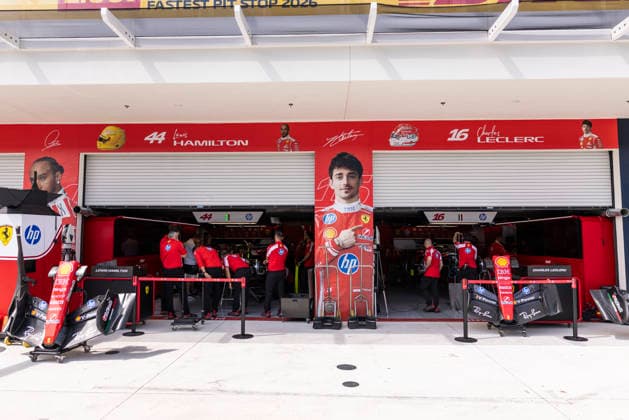 Formula 1 Crypto.com Miami Grand Prix 2026 Joseph Pinchin OVERTAKE MAXPPP - Miami 30 04 2026 Scuderia Ferrari HP Garage at the Formula 1 Crypto.com Miami Grand Prix 2026, the 4th round of the 2026 FIA Formula 1 World Championship, WM, Weltmeisterschaft at the Miami International Autodrome in Miami Gardens, United States, from 30 April to 3 May 2026 Miami Miami International Autodrome in Miami Gardens United States  Copyright: xOVERTAKE MAXPPPxJosephxPinchinx OVT202604304819 OVT202604304819