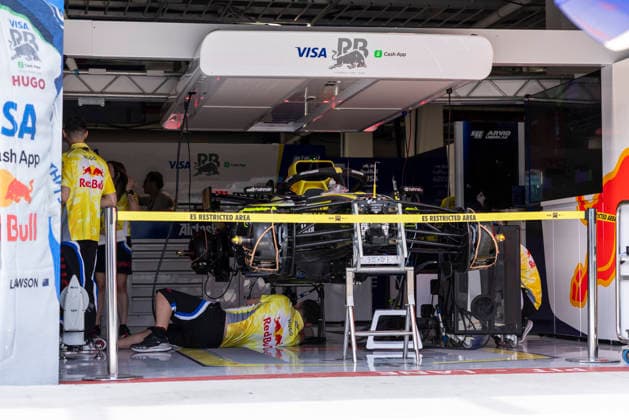 Formula 1 Crypto.com Miami Grand Prix 2026 Joseph Pinchin OVERTAKE MAXPPP - Miami 30 04 2026 Visa Cash App Racing Bulls Formula One Team garage zoom at the Formula 1 Crypto.com Miami Grand Prix 2026, the 4th round of the 2026 FIA Formula 1 World Championship, WM, Weltmeisterschaft at the Miami International Autodrome in Miami Gardens, United States, from 30 April to 3 May 2026 Miami Miami International Autodrome in Miami Gardens United States  Copyright: xOVERTAKE MAXPPPxJosephxPinchinx OVT202604304836 OVT202604304836