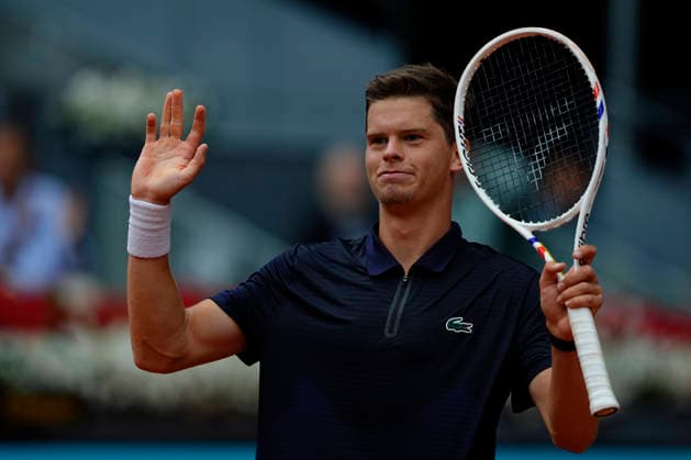 2026 Mutua Madrid Open in Madrid - 30 Apr 2026 Alexander Blockx of Belgium celebrates victory after the Men’s Singles quarter-final match against Casper Ruud of Norway (not in view) of the 2026 Mutua Madrid Open at La Caja Magica. Madrid Spain Copyright: xGokhanxTanerx xSOPAxImagesx GTANER_SOPAImages_MutuaMadridOpenTennis_Madrid_ESP_30042026_00023