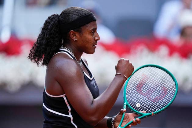 April 30, 2026, Madrid, Madrid, Spain: Hailey Baptiste of USA reacts against Mirra Andreeva of Russia during the Mutua Madrid Open 2026 at La Caja Magica on April 30, 2026 in Madrid, Spain. Madrid Spain - ZUMAa181 20260430_zaa_a181_138 Copyright: xOscarxJ.xBarrosox