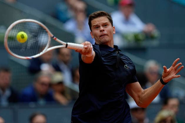 April 30, 2026, Madrid, Spain: Alexander Blockx of Belgium plays against Casper Ruud of Norway (not in view) during the Men™s Singles quarter-final match at the 2026 Mutua Madrid Open at La Caja Magica. Madrid Spain - ZUMAs197 20260430_aaa_s197_012 Copyright: xGokhanxTanerx