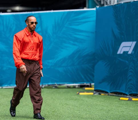 Miami Grand Prix 2026 - Lewis Hamilton - Media Day LEWIS HAMILTON (GBR) of Scuderia Ferrari HP wearing a fashionable outfit on Thursday (Media Day) during the 2026 Formula 1 Crypto.com Miami Grand Prix at the Miami International Autodrome on April 30, 2026. Photo by Antoine Lapeyre ABACAPRESS.COM Miami United States  Copyright: xLapeyrexAntoine ABACAx