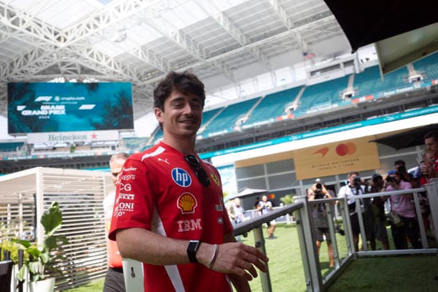 April 30, 2026, Miami Gardens, United States of America: CHARLES LECLERC (MON) of Scuderia Ferrari 16 arrives to the paddock on media day during the 2026 Formula 1 Miami Grand Prix. F1 2026: Miami Grand Prix: Media Day  - ZUMAb177 20260430_aap_b177_001 Copyright: xTaidghxBarronx