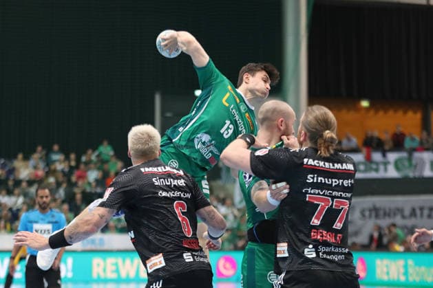 Handball DAIKIN HBL, SC DHfK Leipzig HC Erlangen 30 04 2026 Matej Klima 13, SC DHfK Leipzig rises to the throw Handball, DAIKIN HBL, 1 Bundesliga, Season 2025 2026, Matchday 30 SC DHfK Leipzig vs HC Erlangen on 30 04 2026 at the Quarterback Immobilien Arena Leipzig Copyright: xBEAUTIFULxSPORTS JanxKaeferx