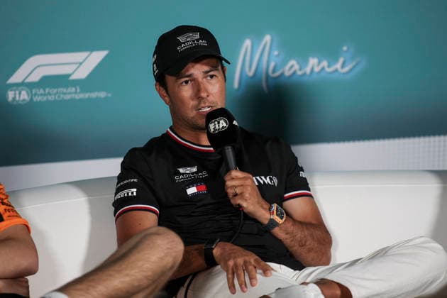F1 - MIAMI GRAND PRIX 2026 PEREZ Sergio (mex), Cadillac F1 Team MAC-26, portrait press conference, PK, Pressekonferenz during the Formula 1 Miami Grand Prix 2026, 4th round of the 2026 Formula One World Championship, WM, Weltmeisterschaft from May 1 to 3, 2026 on the Miami International Autodrome, in Miami Gardens, USA - Miami GardensUnited States Copyright: xXavixBonillax