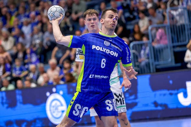 30 04 2026, Handball, 1 HBL, VfL Gummersbach Frisch Auf Göppingen, Season 2025 2026 Men, Schwalbe Arena Milos Vujovic VfL Gummersbach 06 throws the ball on goal North Rhine-Westphalia Germany
