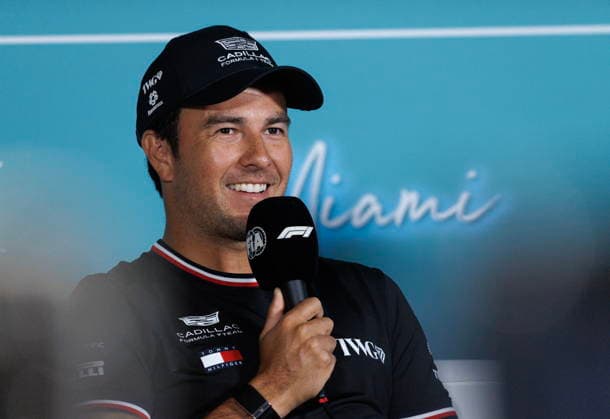 F1 2026 Miami GP arrivals and press conference, PK, Pressekonferenz Cadillac driver Sergio Perez of Mexico attends a press conference for the Formula 1 Miami Grand Prix, in Miami Gardens, Florida, USA, 30 April 2026. The 2026 Formula 1 Miami Grand Prix is held on 03 May at the Miami International Autodrome. MIAMI FLORIDA United States  Copyright: xCRISTOBALxHERRERA-ULASHKEVICHx