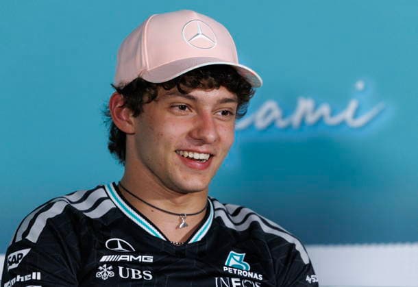 F1 2026 Miami GP arrivals and press conference, PK, Pressekonferenz Mercedes driver Andrea Kimi Antonelli of Italy attends a press conference for the Formula 1 Miami Grand Prix, in Miami Gardens, Florida, USA, 30 April 2026. The 2026 Formula 1 Miami Grand Prix is held on 03 May at the Miami International Autodrome. MIAMI FLORIDA United States  Copyright: xCRISTOBALxHERRERA-ULASHKEVICHx