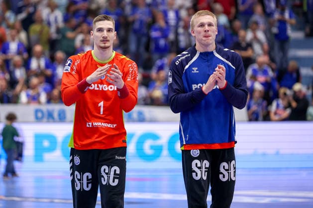 30 04 2026, Handball, 1 HBL, VfL Gummersbach Frisch Auf Göppingen, Season 2025 2026 Men, Schwalbe Arena Dominik Kuzmanovic VfL Gummersbach 01 Bertram Obling VfL Gummersbach 16 North Rhine-Westphalia Germany