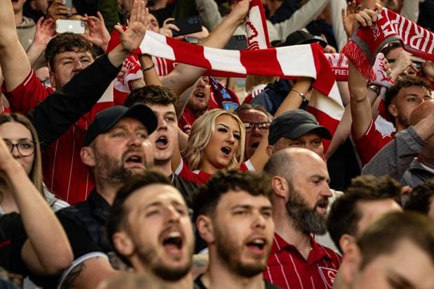 RECORD DATE NOT STATED 30th April 2026; The City Ground, Nottingham, England; UEFA Europa League Football, Nottingham Forest versus Aston Villa; Nottingham Forest fans sing before kick-off GodfreyxPitt