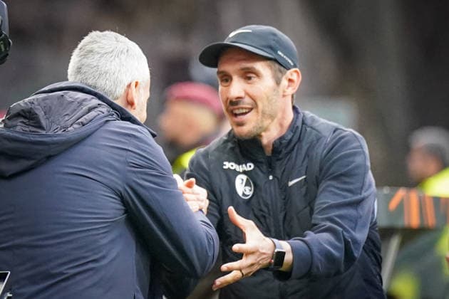 Portugal Football Europa League 2025 2026, semi-final Sporting Braga vs SC Freiburg Estadio Municipal de Braga POR Julian Schuster SC Freiburg, coach Carlos Vicens coach, SC Braga Copyright: xJOERANxSTEINSIEKx