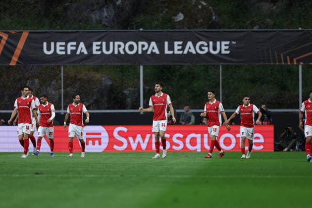 April 30, 2026, Braga, Braga, Portugal: BRAGA, PORTUGAL - APRIL 30: Demir Ege TÄÂ±knaz of SC Braga celebrates goal during UEFA Europa League 2025 26 Semi-Final First Leg match between SC Braga and Club Freiburg at Estadio Municipal de Braga on April 30, 2026 in Braga, Portugal. Braga Portugal - ZUMAe141 20260430_zsp_e141_013 Copyright: xLuisxEirasx