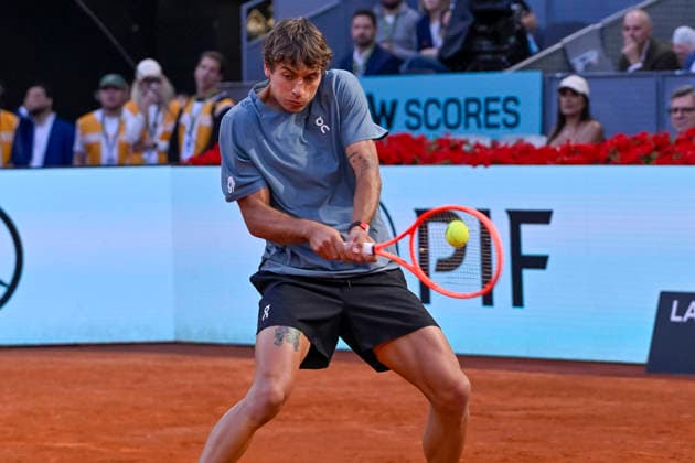 April 30, 2026, Madrid, Madrid, Spain: FLAVIO COBOLLI of italy †ASICS during the Mutua Madrid Open 2026, ATP, Tennis Herren Masters 1000 and WTA, Tennis Damen 1000 tennis tournament, celebrated at Caja Magica on April 30, 2026 in Madrid, Spain. Madrid Spain - ZUMAc312 20260430_zsp_c312_314 Copyright: xOscarxManuelxSanchezx