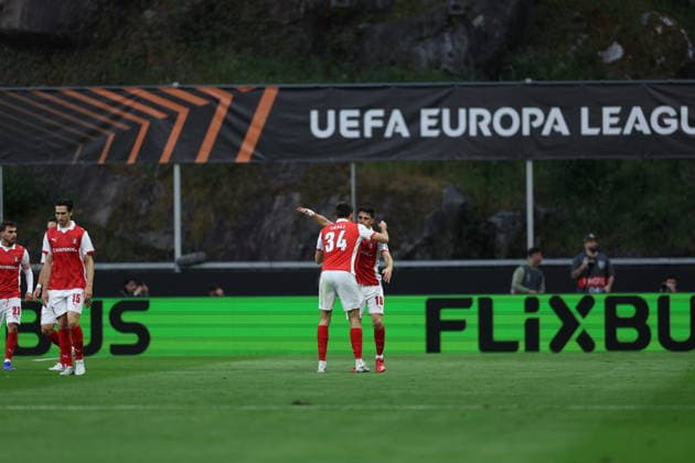 April 30, 2026, Braga, Braga, Portugal: BRAGA, PORTUGAL - APRIL 30: Demir Ege TÄÂ±knaz of SC Braga celebrates goal during UEFA Europa League 2025 26 Semi-Final First Leg match between SC Braga and Club Freiburg at Estadio Municipal de Braga on April 30, 2026 in Braga, Portugal. UEFA Europa League 2025 26 Semi-Final First Leg Match SC Braga And Sport-Club Freiburg  - ZUMAe141 20260430_zsp_e141_014 Copyright: xLuisxEirasx