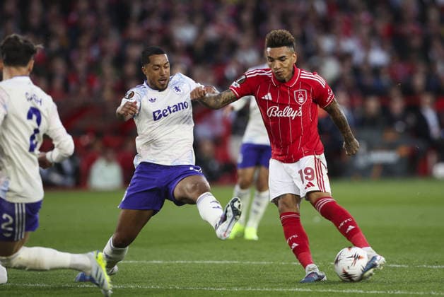 Nottingham Forest v Aston Villa, UEFA Europa League, Semi Final 1st leg 30.04.26 Nottingham Forest v Aston Villa, UEFA Europa League, Semi Final 1st leg Bradley Ormesher The Times Igor Jesus of Nottingham Forest shoots at goal  Copyright: xBradleyxOrmesherx NINTCHDBPICT001077348936