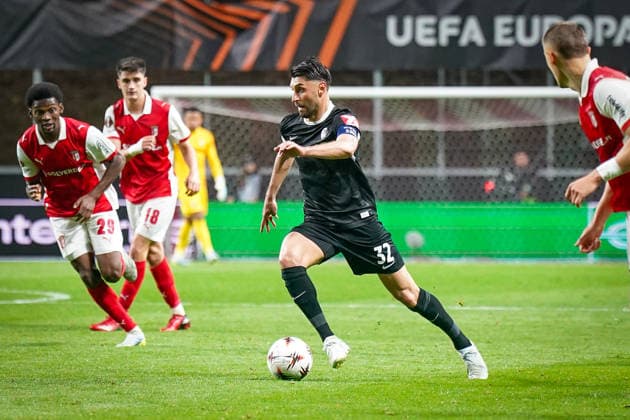 Portugal Football Europa League 2025 2026, semi-final Sporting Braga vs SC Freiburg Estadio Municipal de Braga POR Vincenzo Grifo SC Freiburg, 32 Copyright: xJOERANxSTEINSIEKx