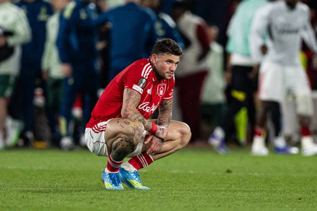 RECORD DATE NOT STATED 30th April 2026; The City Ground, Nottingham, England; UEFA Europa League Football, Nottingham Forest versus Aston Villa; Morato of Nottingham Forest after the final whistle GodfreyxPitt