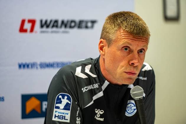Guðjon Valur Sigurðsson, Head Coach, VfL Gummersbach , in the press conference, VfL Gummersbach vs Frisch Auf Goeppingen, Daikin Handball Bundesliga, Men , Matchday 30, 30 04 2026 Gummersbach NRW Germany Copyright: xkolbert-press MartinxWdziecznyx