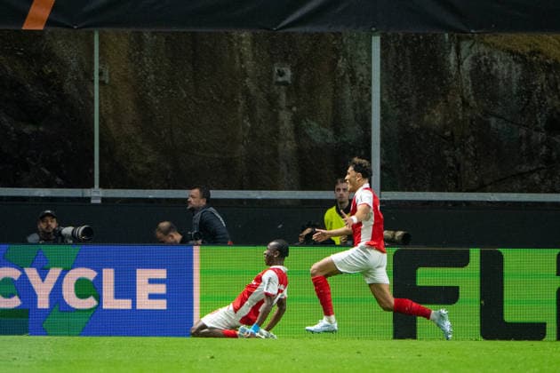 April 30, 2026, Braga, Braga, Portugal: BRAGA, PORTUGAL - APRIL 30: MARIO DORGELES from SC Braga celebrates his goal during the UEFA Europa League semi final first leg match between SC Braga and SC Freiburg at Estadio Municipal de Braga on April 30, 2026 in Braga, Portugal Braga Portugal - ZUMAl192 20260430_zsp_l192_053 Copyright: xMiguelxLemosx