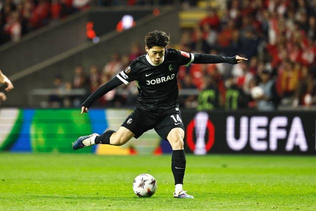 Yuito Suzuki (Freiburg), APRIL 30, 2026 - Football Soccer : UEFA Europa League Semi-finals 1st leg match between SC Braga - SC Freiburg at the Estadio Municipal de Braga in Braga, Portugal. Noxthirdxpartyxsales  aflo_328820318