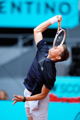 April 30, 2026, Madrid, Madrid, Spain: Alexander Blockx of Belgium plays against Casper Ruud of Norway during the Mutua Madrid Open 2026 at La Caja Magica on April 30, 2026 in Madrid, Spain. Madrid Spain - ZUMAa181 20260430_zaa_a181_029 Copyright: xDennisxAgyemanx
