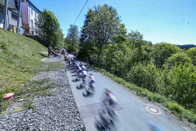 Cycling UCI WorldTour Men Elite 63 Eschborn Frankfurt on 01 05 2026 The peloton rides up the Burgweg xJRx