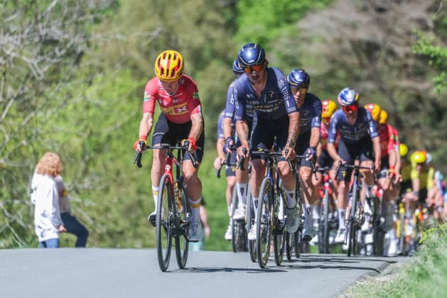 Cycling UCI WorldTour Men Elite 63 Eschborn Frankfurt am 01 05 2026 Xabier Mikel Azparren Pinarello Q36 5 Pro Cycling Team leads the peloton xJRx