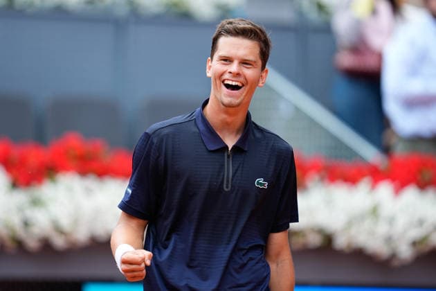 April 30, 2026, Madrid, Madrid, Spain: Alexander Blockx of Belgium celebrates the victory against Casper Ruud of Norway during the Mutua Madrid Open 2026 at La Caja Magica on April 30, 2026 in Madrid, Spain. Madrid Spain - ZUMAa181 20260430_zaa_a181_031 Copyright: xDennisxAgyemanx