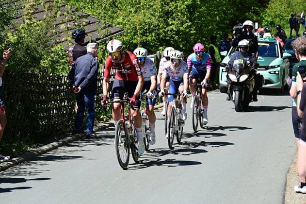 01 05,2026 xkhx Echborn Frankfurt am Main , Radrennen Radklassiker Eschborn Frankfurt Burgweg in Schmitten Niederreifenberg The breakaway riders JONAS RUTSCH, SAMUEL LEROUX, THOMAS GACHIGNARD, AIVARAS MIKUTIS