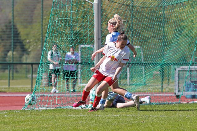 Saxony Cup Final Women Chemnitzer FC RB Leipzig II 01 05 2026 Natalie Grenz 21, RB Leipzig II U20 celebrates her goal to lead 1 0 Saxony Cup Final Women Saxony Lotto State Cup Chemnitzer FC vs RB Leipzig II U20 at Auenstadion Flöha, 01 05 2026 Copyright: xBEAUTIFULxSPORTS JanxKaeferx
