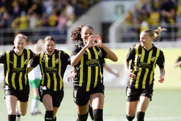 GÖTEBORG, SWEDEN 20260501 Häckens Felicia Schröder celebrates after 1-0 during Fridays decisive Europa Cup final between BK Häcken and Hammarby at Nordic Wellness arena GÖTEBORG SWEDEN x9200x  Copyright: xAdamxIhse TTx FINAL EUROPA CUP: HÄCKEN - HAMMARBY