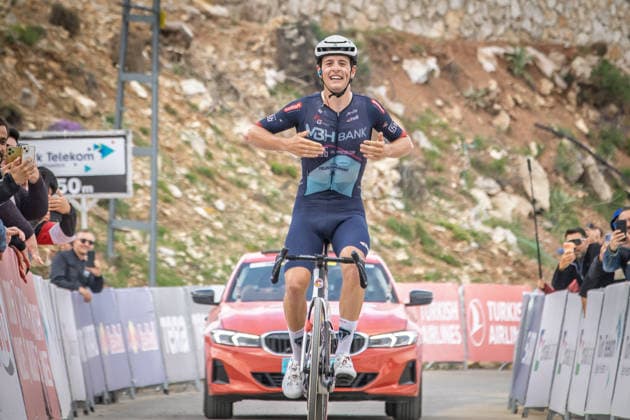 61st Presidential Cycling Tour of Turkiye ANTALYA, TURKIYE - MAY 01: Christian Bagatin of Italy and team MBH Bank Ballan CSB Telecom Fort celebrates after winning the 6th stage of the 61st Presidential Cycling Tour of Turkiye (TUR 2026) on May 01, 2026, in Antalya, Turkiye. Ahmet Serdar Eser Anadolu Antalya Turkey. Editorial use only. Please get in touch for any other usage.  Copyright: x2026xAnadoluxAhmetxSerdarxEserx