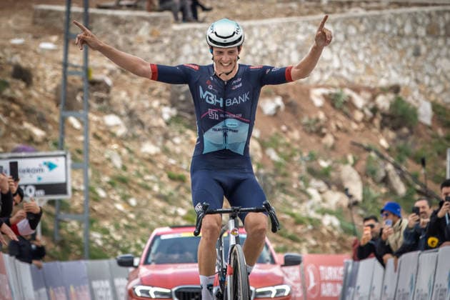 61st Presidential Cycling Tour of Turkiye ANTALYA, TURKIYE - MAY 01: Christian Bagatin of Italy and team MBH Bank Ballan CSB Telecom Fort celebrates after winning the 6th stage of the 61st Presidential Cycling Tour of Turkiye (TUR 2026) on May 01, 2026, in Antalya, Turkiye. Ahmet Serdar Eser Anadolu Antalya Turkey. Editorial use only. Please get in touch for any other usage.  Copyright: x2026xAnadoluxAhmetxSerdarxEserx
