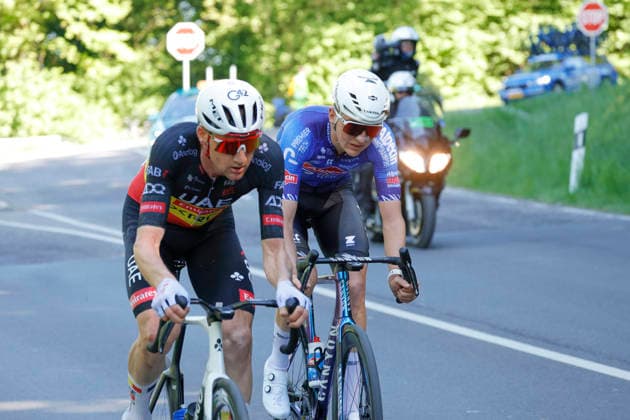 01 05 2026 The Eschborn Frankfurt 2026 cycle race left Tim Wellens Team Emirates right Emiel Verstrynge Alpecin Photo Peter Henrich Eschborn Frankfurt Hessen Germany