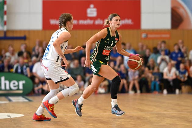 Basketball Toyota 1 Womens Bundesliga Final for the German Championship 4 Match BC Pharmaserv Marburg Rutronik Stars Keltern on 01 05 2026 at the Sporthalle am Georg Gaßmann Stadion in Marburg Alexandra Wilke Keltern vs Caitlyn Georgia Parker Jones Marburg DFL regulations prohibit any use of photographs as image sequences and or quasi video xJKx