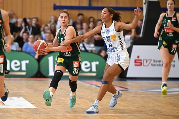 Basketball Toyota 1 Womens Bundesliga Final for the German Championship 4 Match BC Pharmaserv Marburg Rutronik Stars Keltern on 01 05 2026 at the Sporthalle am Georg Gaßmann Stadion in Marburg Karina Denislavova Konstantinova Keltern vs Lia Kentzler Marburg DFL regulations prohibit any use of photographs as image sequences and or quasi video xJKx