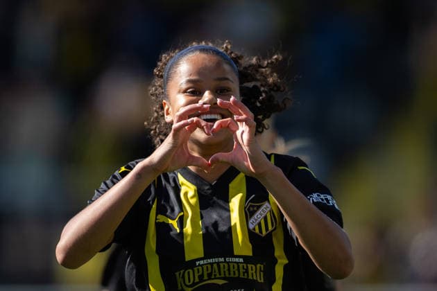 260501 Felicia Schröder of Häcken celebrates after the 1 0 goal during the UEFA Women s Europa Cup final between Häcken and Hammarby on May 1, 2026 in Göteborg Photo Michael Erichsen BILDBYRAN COP 89 DS0574 bbeng dam europa cup football fotball fotboll hammarby häcken soccer uefa womens europa cup jubel  Copyright: MICHAELxERICHSEN BB260501MI046