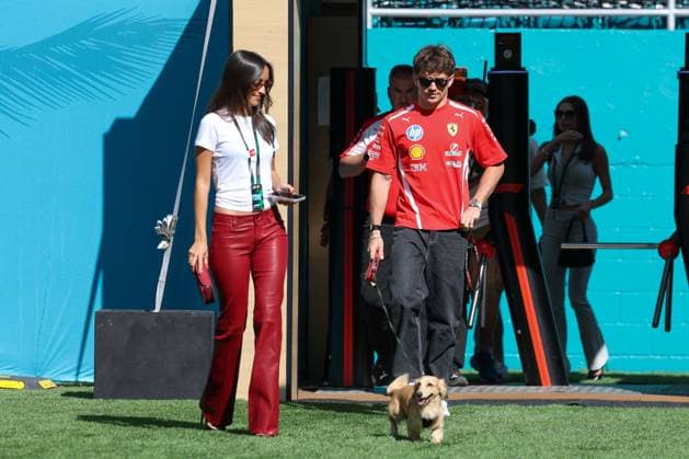 Wife Alexandra Saint Mleux of Charles Leclerc Scuderia Ferrari HP 16 and Charles Leclerc Scuderia Ferrari HP 16 , Miami Grand Prix, Motorsport, Men, Formula 1, Free Practice, 01 05 2026 Miami Florida USA Copyright: xkolbert-press ChristianxKolbertx
